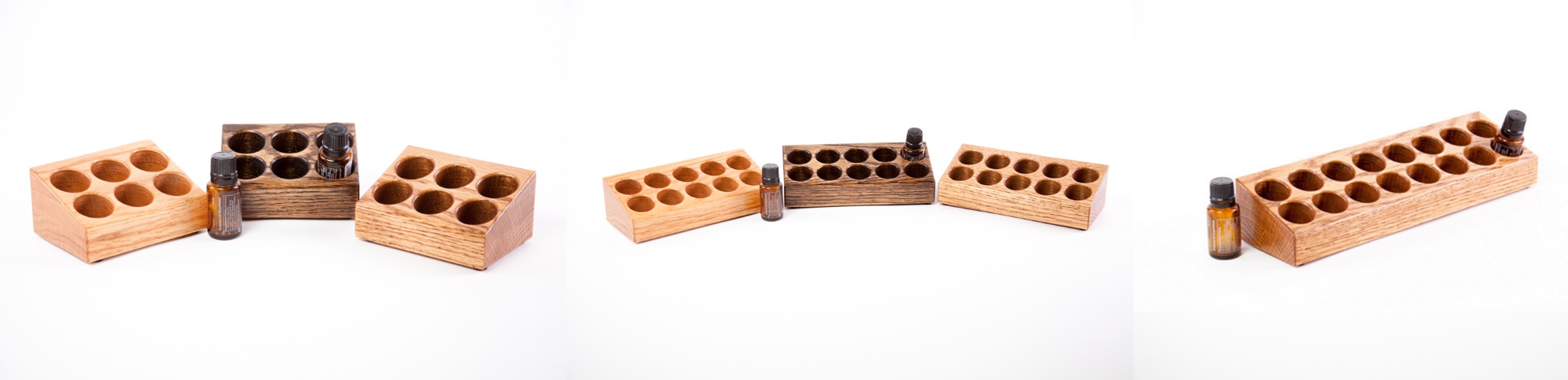 Essential Oil Table Trays for Essential Oil Storage with bottles and various stains